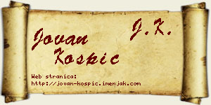 Jovan Košpić vizit kartica